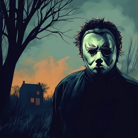 Sinister Masked Character Illustration