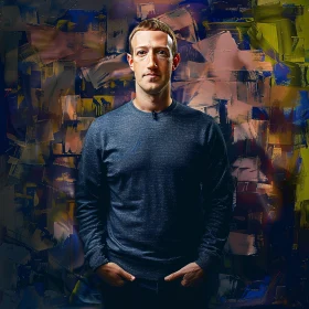 Mark Zuckerberg Against Vibrant Abstract Art