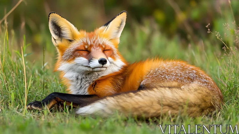 Peaceful Fox Portrait in Natural Habitat AI Image