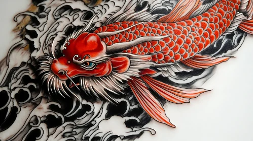 Intricate Japanese Koi Fish Tattoo Design