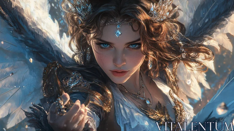 AI ART Fantasy Angel with Jewelry and Crown