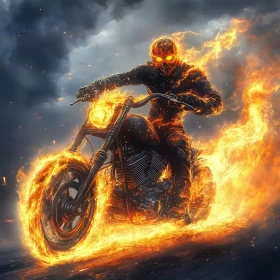 Infernal Biker: A Fiery Motorcycle Ride