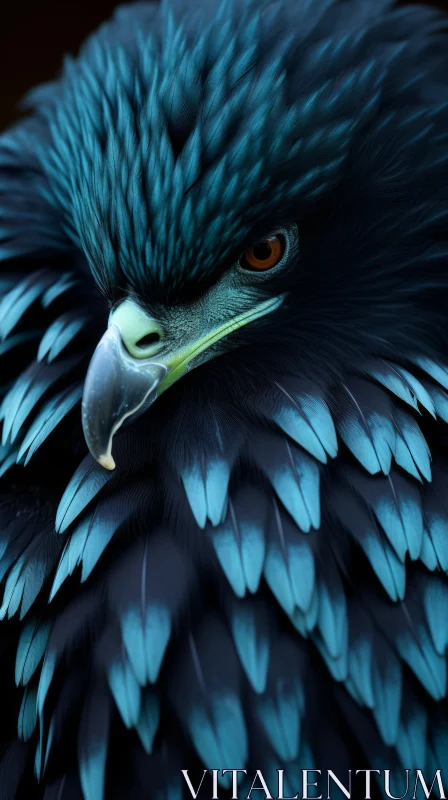 Close-Up Image of Blue-Feathered Eagle AI Image