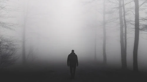 Monochrome Forest with Solitary Figure