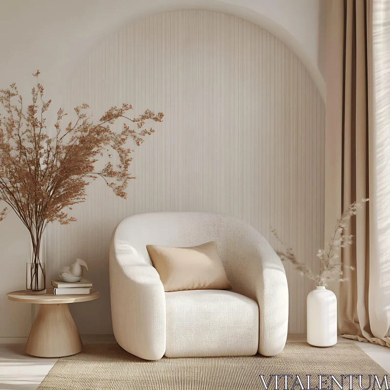 Serene Interior Design with Neutral Palette AI Image