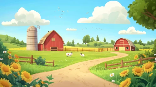 Sunny Farm Cartoon