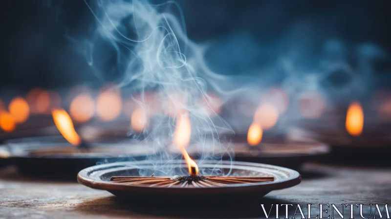 Mystical Incense Candles on Dark Table AI Image