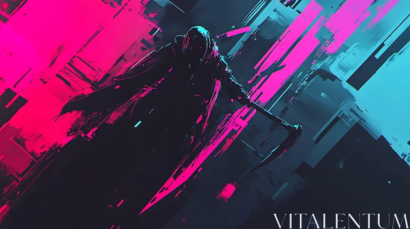 AI ART Abstract Neon Grim Reaper Illustration