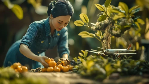 Oranges and Airplane Miniature