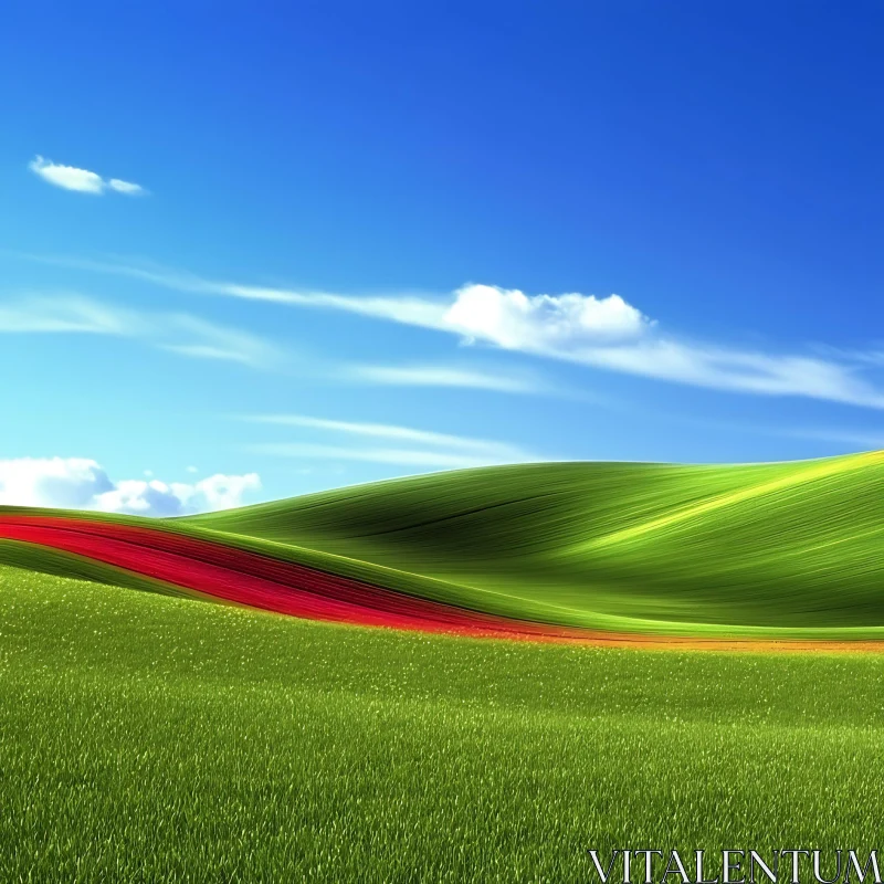 Scenic View of Rolling Hills AI Image