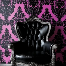 Vintage Armchair with Pink Wallpaper Backdrop