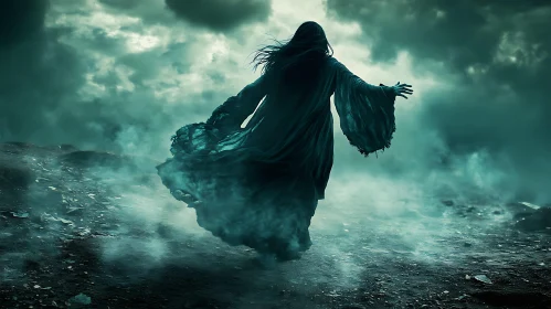 Ghostly Apparition in a Gloomy Setting