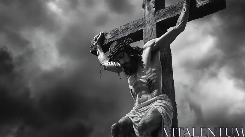 AI ART Jesus Christ Crucifixion - Black and White