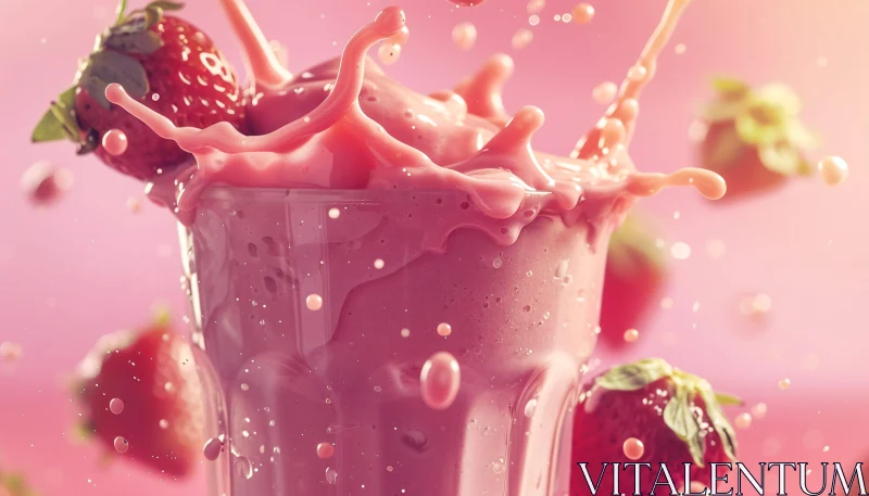 AI ART Fresh Strawberry Shake in Motion