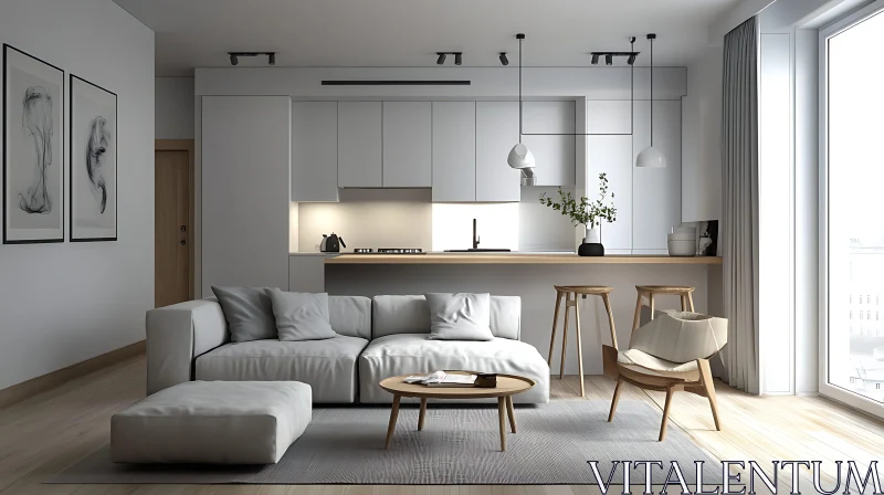 Modern Neutral Living Space AI Image