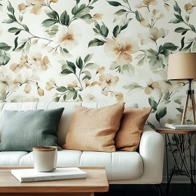 Elegant Interior with Floral Wallpaper