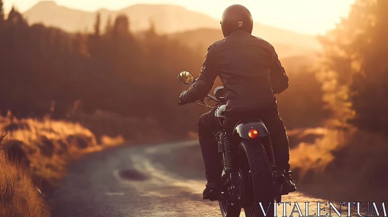 Golden Hour Motorcycle Adventure AI Image