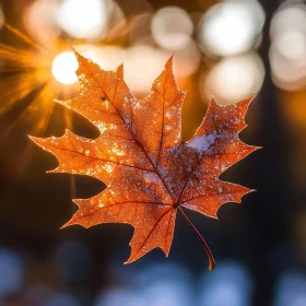 Autumn Maple Leaf Sunlight Macro