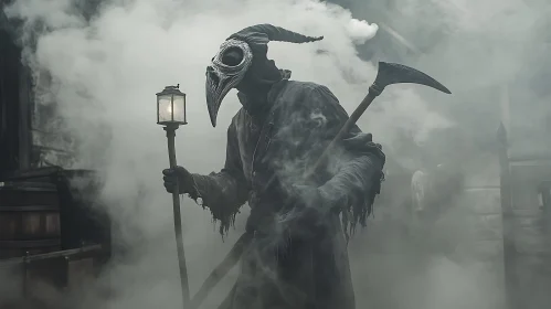 Mysterious Plague Doctor with Lantern