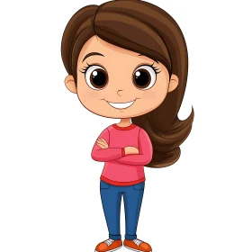 Cartoon Girl with Crossed Arms