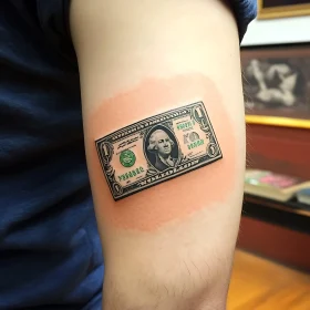 Detailed One-Dollar Bill Tattoo Design