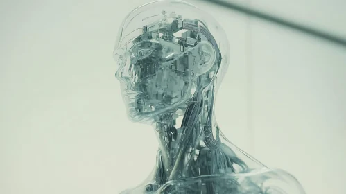 Futuristic Transparent Cyborg With Visible Components