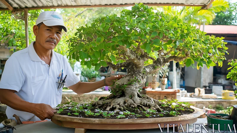 AI ART Man and his Bonsai