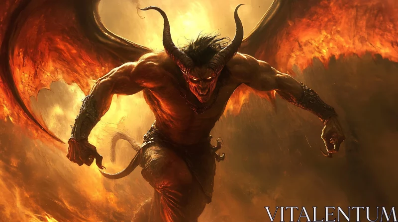 AI ART Fiery Demon Rising from the Abyss