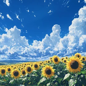 Golden Sunflowers and Azure Skies