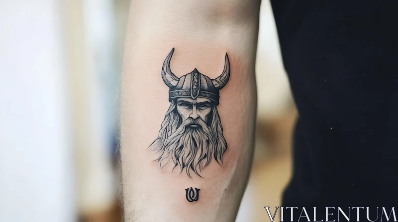 Detailed Black Ink Viking Tattoo AI Image