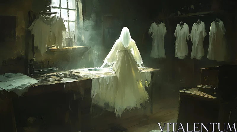 AI ART Ghostly Figure in Antique Setting