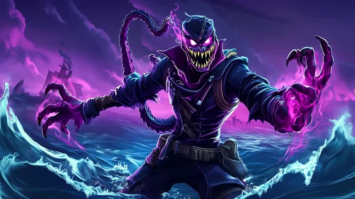 Sea Monster with Glowing Eyes