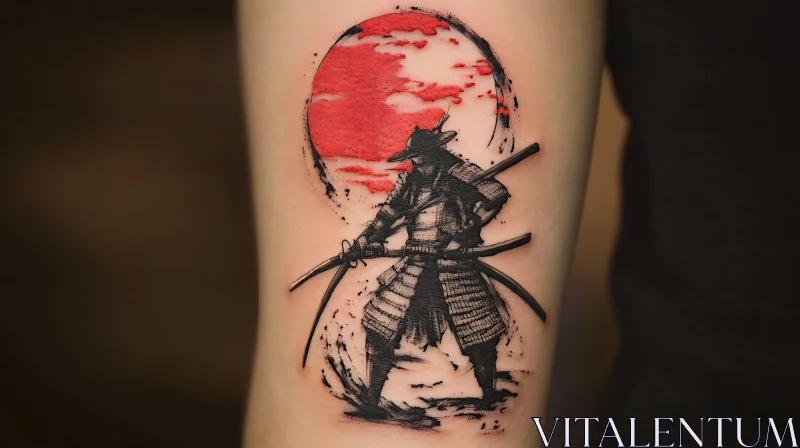 Samurai with Katana Swords Tattoo AI Image