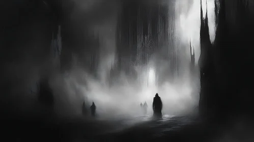 Foggy Figures: A Monochrome Enigma