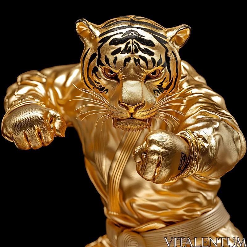 AI ART Gold Tiger Ready to Strike