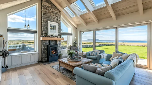 Bright Living Room with Ocean View