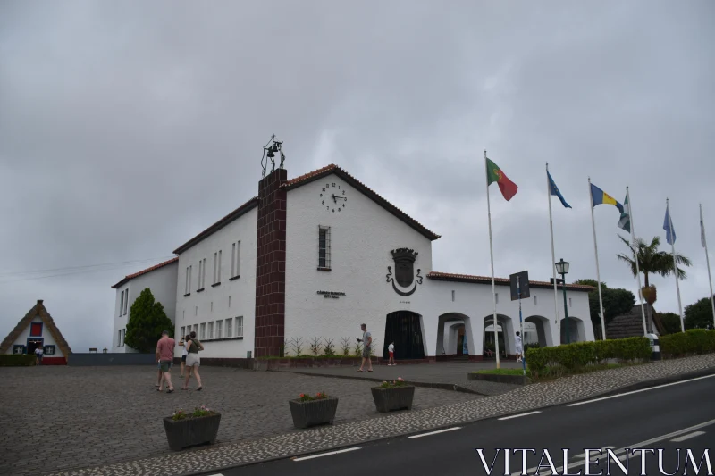 Madeira Architectural Beauty with Flags Free Stock Photo