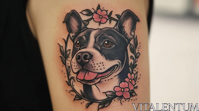 Decorative Dog Portrait Tattoo AI Image