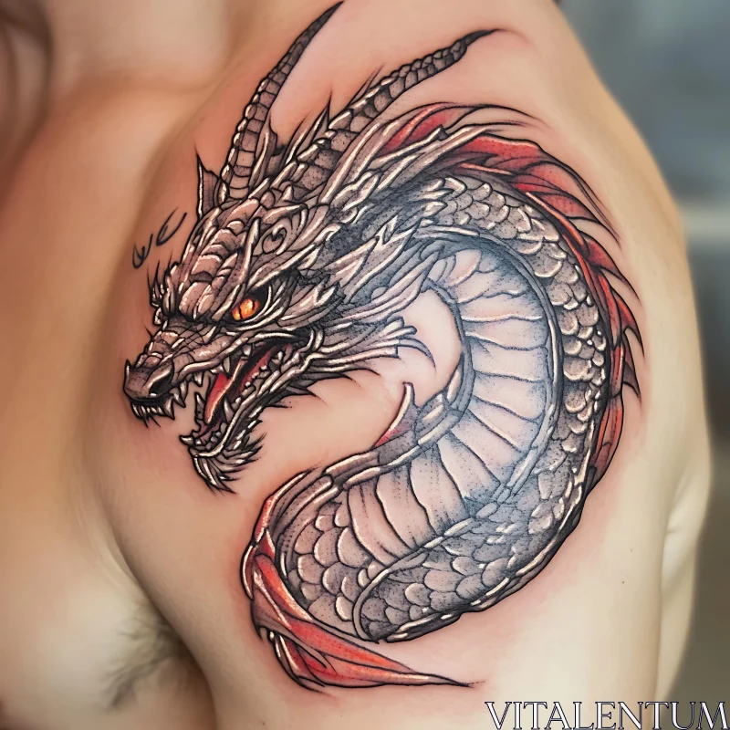 Fierce Dragon Tattoo on Shoulder AI Image