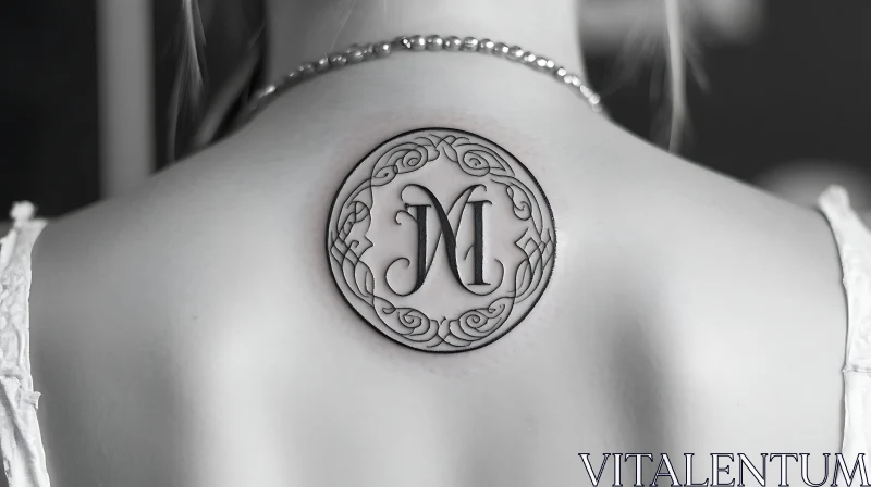 Intricate Letter M Tattoo Design AI Image