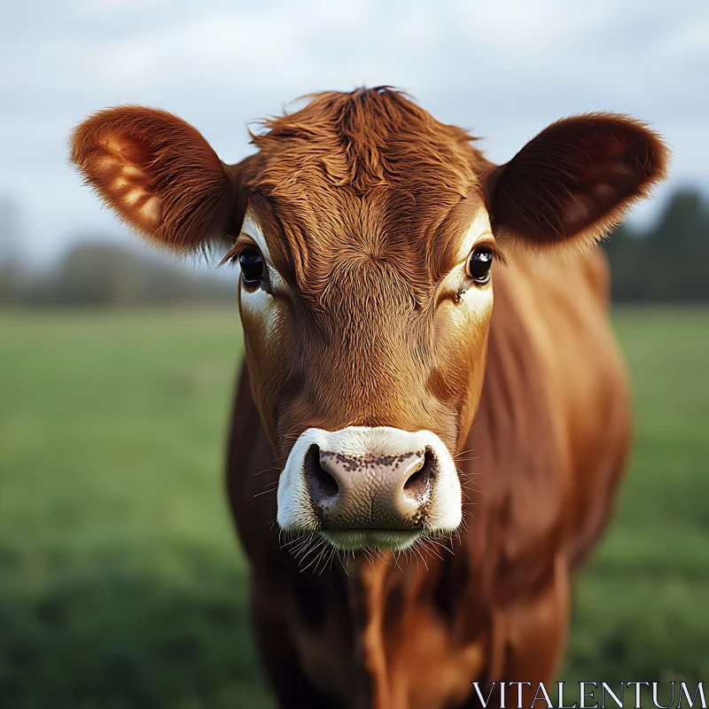 Cow Grazing in a Field AI Image