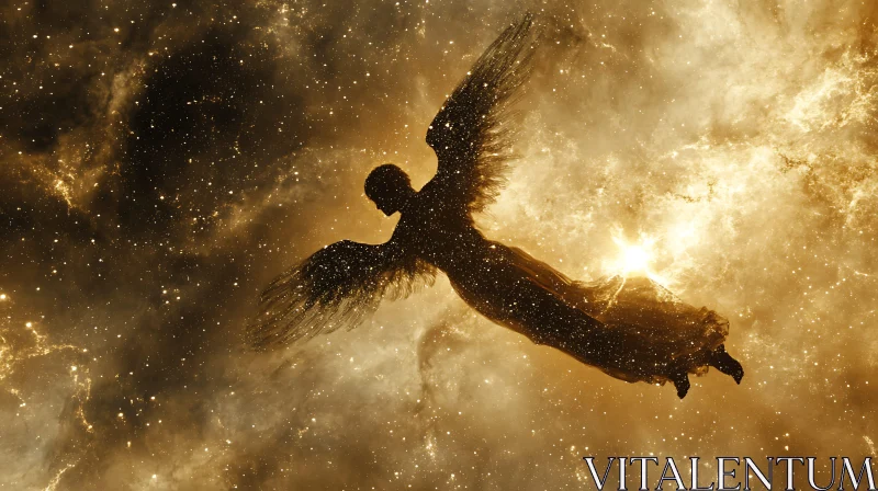 Winged Figure Among the Stars AI Image