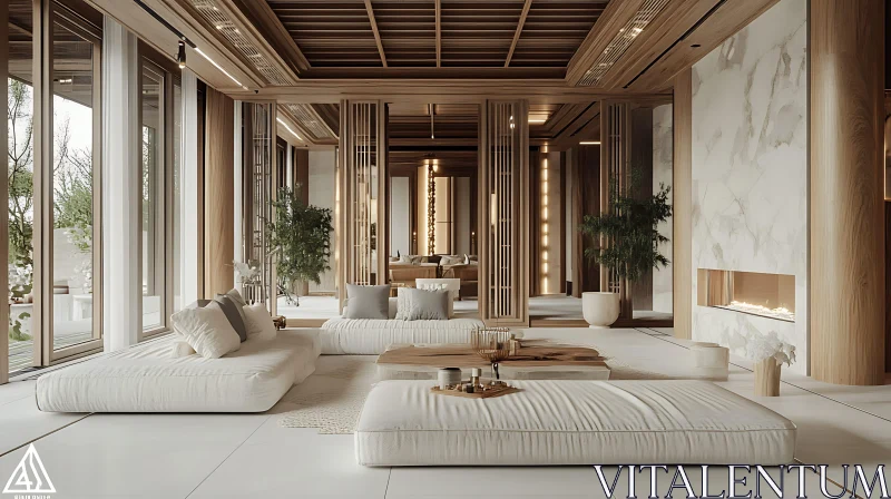 Serene Living Space with Natural Accents AI Image