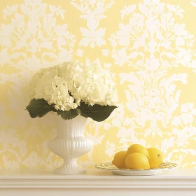 Hydrangeas and Lemons in a Yellow Room