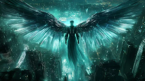 Guardian Angel in Futuristic Metropolis