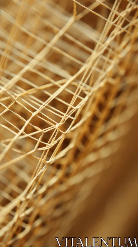 AI ART Abstract Beauty of a Woven Basket - Geometric Abstraction in Light Gold