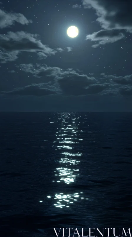 AI ART Moonlight Reflections on a Starry Ocean Night