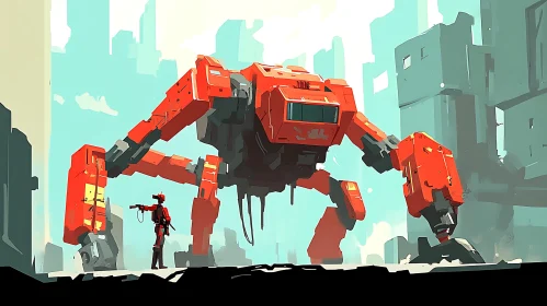 Giant Robot and Humanoid in Urban Setting