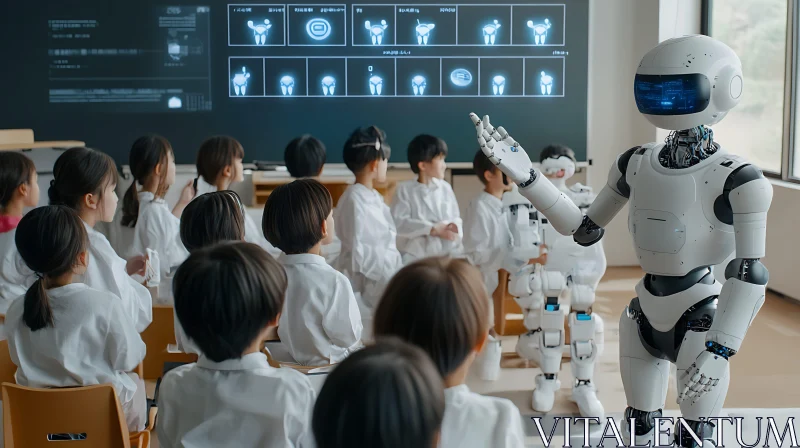 AI Teaching Children: A Classroom Scene AI Image