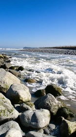 Wave-Crested Rocks Along the Shoreline